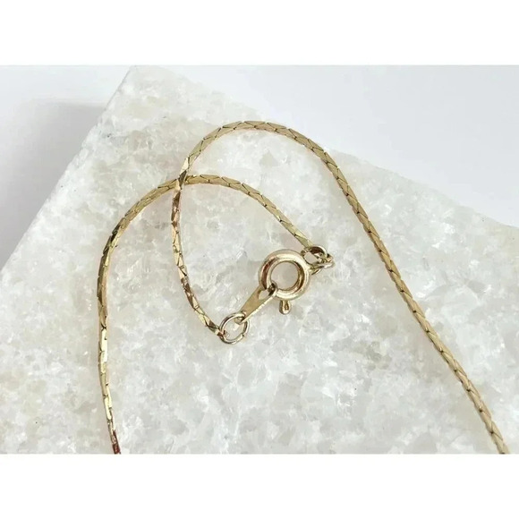 Vintage Gold & Pearl Adorned Cobra Style Chain Retro Necklace - 18" - Picture 2 of 6